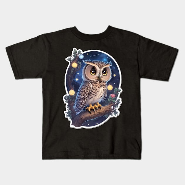 cosmos owl Kids T-Shirt by Majkel&Majkel